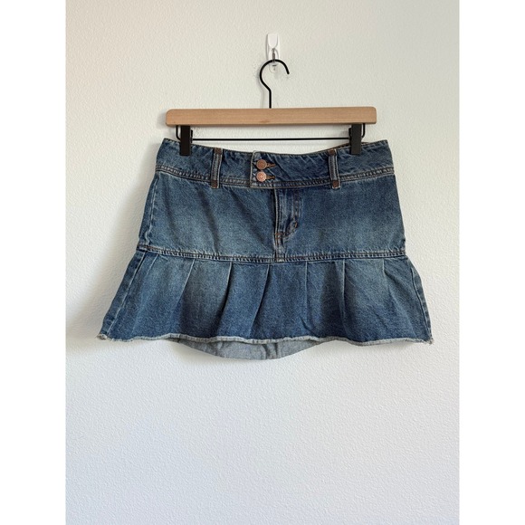 BDG Dresses & Skirts - BDG Pleated Denim Mini Skirt Low Rise Blue Cotton Y2K Micro Skirt S Drop Hem